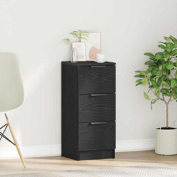 Berkfield Black Oak Sideboard 30X30X70 Cm Made Of Engineered Wood - thumbnail 1