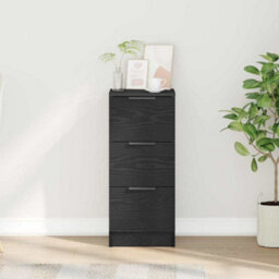 Berkfield Black Oak Sideboard 30X30X70 Cm Made Of Engineered Wood - thumbnail 4
