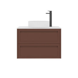 Royal Bathrooms Royal Bathroom Elmore 800mm Terracotta Clay Wall Mounted Vanity Unit 2 Drawer With Plain White Worktop & No Basin - thumbnail 7