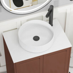 Royal Bathrooms Royal Bathroom Elmore 800mm Terracotta Clay Wall Mounted Vanity Unit 2 Drawer With Plain White Worktop & No Basin - thumbnail 4