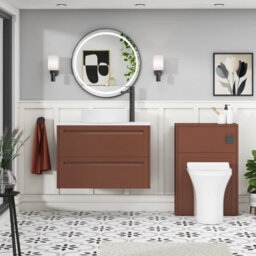 Royal Bathrooms Royal Bathroom Elmore 800mm Terracotta Clay Wall Mounted Vanity Unit 2 Drawer With Plain White Worktop & No Basin - thumbnail 5