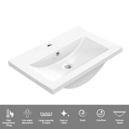 Sline 500mm Gloss White Bathroom Vanity Unit  With Basin  Double Door Floor Standing Design Flat Packed - thumbnail 3