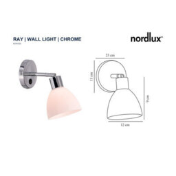 Nordlux Ray Metal Wall Light  Silver,plug In Or Mains - thumbnail 3