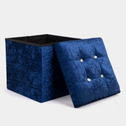Home Republic Crushed Velvet  Storage Ottoman - One Seater Navy - thumbnail 3