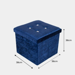 Home Republic Crushed Velvet  Storage Ottoman - One Seater Navy - thumbnail 2