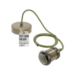 E27 Vintage Pendant Light Fitting Green Brass With 1M Army Green Braided Cable Ceiling Light For Kitchen Bar Cafe