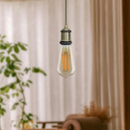 E27 Vintage Ceiling Pendant Light Fitting, Green Brass Metal With Army Green Braided Flex Cable, 1M - thumbnail 6