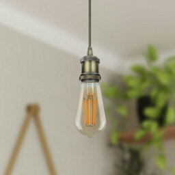 E27 Vintage Ceiling Pendant Light Fitting, Green Brass Metal With Army Green Braided Flex Cable, 1M - thumbnail 4