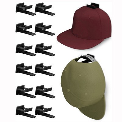 Wall-Mounted Hat Rack With 12 Adhesive Hooks (Black), Ideal For Storage, Entryway, Closet Door Or Bedroom - image 1
