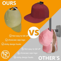 Wall-Mounted Hat Rack With 12 Adhesive Hooks (Black), Ideal For Storage, Entryway, Closet Door Or Bedroom - thumbnail 2