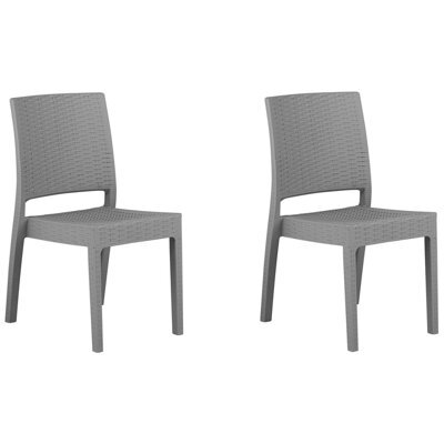 Beliani Set Of 2 Garden Chairs Fossano Synthetic Material Light Grey - image 1