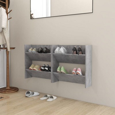Berkfield Wall Shoe Cabinets 2 Pcs Concrete Grey 60X18X60 Cm Engineered Wood - image 1