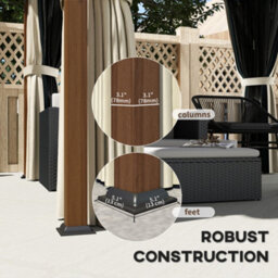 Outsunny 3 X 3(M) Metal Hardtop Gazebo With Netting And Curtains, Walnut - thumbnail 6