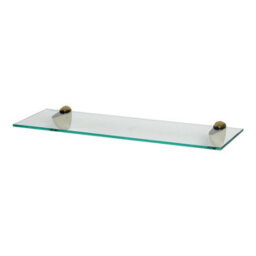 Harbour Housewares Floating Glass Shelf - 60Cm - Gold Brackets - Bathroom Shower Storage Vanity Display Unit Shelf - thumbnail 1