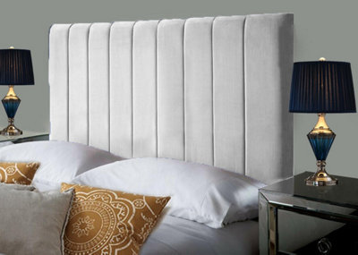 "Slumbre Portland Plush Velvet 4Ft6 Double 36"" Headboard -  Silver"