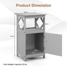 Costway Bathroom Floor Cabinet Single Door Storage Organizer Cabinet W/ Open Compartment - thumbnail 3