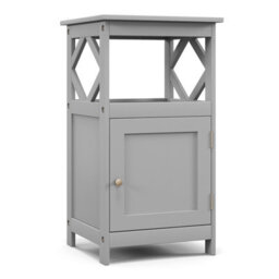 Costway Bathroom Floor Cabinet Single Door Storage Organizer Cabinet W/ Open Compartment - thumbnail 2