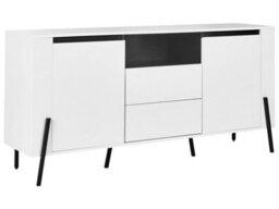 Wyld And Coco White Engineered Wood Sideboard With 3 Drawers And Metal Legs, W160 X D39 X H76Cm - thumbnail 3