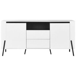 Wyld And Coco White Engineered Wood Sideboard With 3 Drawers And Metal Legs, W160 X D39 X H76Cm - thumbnail 1