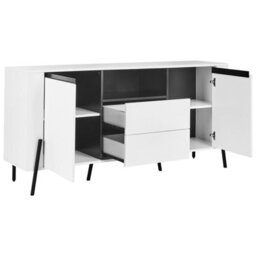 Wyld And Coco White Engineered Wood Sideboard With 3 Drawers And Metal Legs, W160 X D39 X H76Cm - thumbnail 5