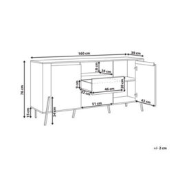 Wyld And Coco White Engineered Wood Sideboard With 3 Drawers And Metal Legs, W160 X D39 X H76Cm - thumbnail 4