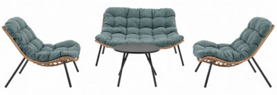 3 Piece Rattan Garden Furniture Set 3 Cushioned Sofa Chairs & Table For Patio Outdoor - image 1