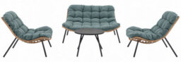 3 Piece Rattan Garden Furniture Set 3 Cushioned Sofa Chairs & Table For Patio Outdoor - thumbnail 1