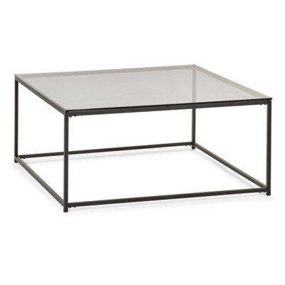 Oakham Stirling Square Coffee Table In Smoked Glass And Black - image 1