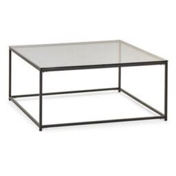 Oakham Stirling Square Coffee Table In Smoked Glass And Black - thumbnail 1
