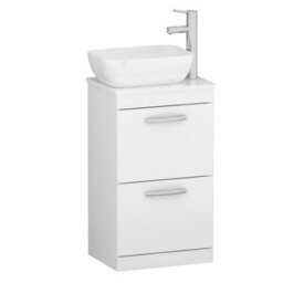 Royal Bathrooms 500mm Floor Standing Vanity Unit 2 Drawer Gloss White & Countertop Basin - Elva - thumbnail 4