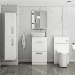 Royal Bathrooms 500mm Floor Standing Vanity Unit 2 Drawer Gloss White & Countertop Basin - Elva - thumbnail 2