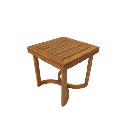 Abrihome Wooden Side Table -- Outdoor Garden End Table - Teak Finish 50X50X50 Cm - image 1