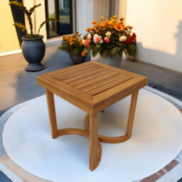 Abrihome Acacia Wood Side Table -- Outdoor Garden End Table - Teak Finish 50X50X50 Cm - thumbnail 3