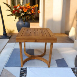 Abrihome Acacia Wood Side Table -- Outdoor Garden End Table - Teak Finish 50X50X50 Cm - thumbnail 2