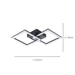 Eglo Basic Palmaves-E Black Steel & Plastic Eco Friendly Led Ceiling Light, 3000K - thumbnail 5