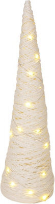 Urbn-Living Urbnliving 80Cm Led Light Up Christmas Tree White With Glitter Single Cone Pyramids Glitter Fairy Lights Ornament - image 1