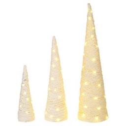 Urbn-Living Urbnliving 80Cm Led Light Up Christmas Tree White With Glitter Single Cone Pyramids Glitter Fairy Lights Ornament - thumbnail 2