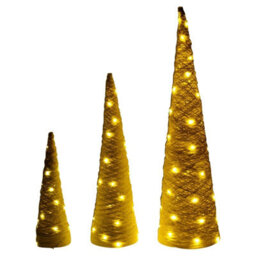 Urbn-Living Urbnliving 80Cm Led Light Up Christmas Tree White With Glitter Single Cone Pyramids Glitter Fairy Lights Ornament - thumbnail 3