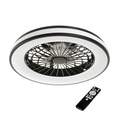 Kanlux 38033 Plave Led Cct Ceiling Mounted Light Fitting With Fan In A Black And White Finish - image 1