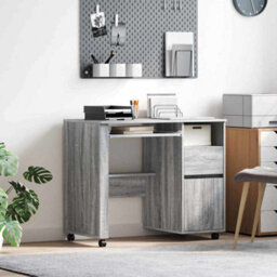 Berkfield Modern Grey Computer Desk Grey Sonoma Engineered Wood Medium - thumbnail 2