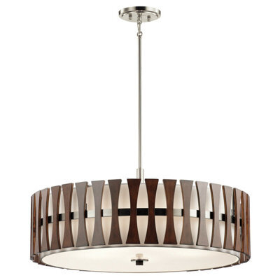 Stylish 5 Bulb Ceiling Pendant Light In Auburn Stained Wood For Modern Interiors - image 1