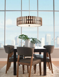 Stylish 5 Bulb Ceiling Pendant Light In Auburn Stained Wood For Modern Interiors - thumbnail 2