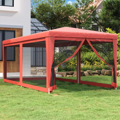 Walplus Party Tent Garden Gazebo Canopy With 6 Mesh Sidewalls Red 3X6 M Hdpe - image 1