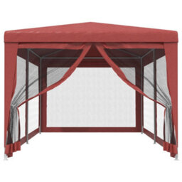 Walplus Party Tent Garden Gazebo Canopy With 6 Mesh Sidewalls Red 3X6 M Hdpe - thumbnail 3