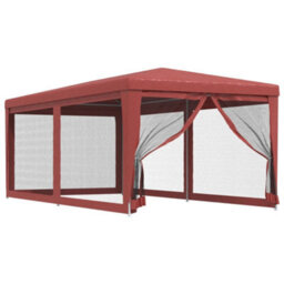 Walplus Party Tent Garden Gazebo Canopy With 6 Mesh Sidewalls Red 3X6 M Hdpe - thumbnail 2