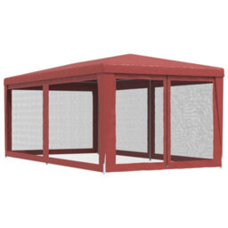 Walplus Party Tent Garden Gazebo Canopy With 6 Mesh Sidewalls Red 3X6 M Hdpe - thumbnail 5