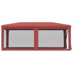Walplus Party Tent Garden Gazebo Canopy With 6 Mesh Sidewalls Red 3X6 M Hdpe - thumbnail 4