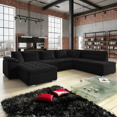 Niko Bis U Shaped Fold Out Corner Sofa Bed For Living Room With Storage Black Left - image 1