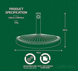 Heavy Duty Garden Parasol Umbrella Base - Weatherproof Victorian Style - 14Kg - thumbnail 5