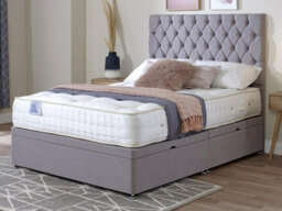 Divan Base Direct Celestia Contemporary Button Backed Fabric Bed Base Only 6Ft Super King- Verlour Baby Pink - thumbnail 2